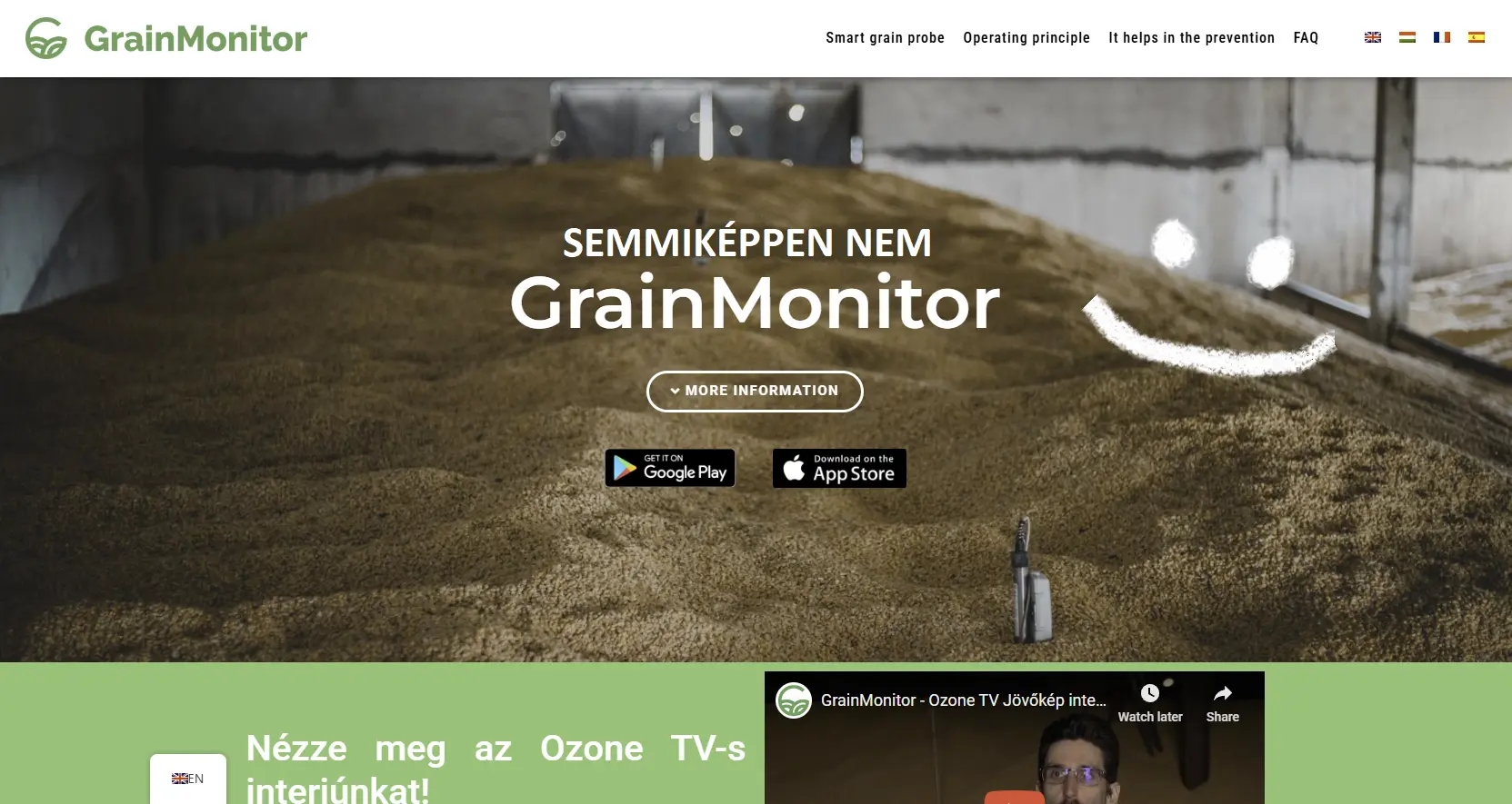 Grain Monitor website on desktop